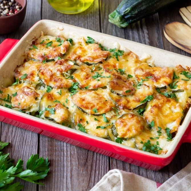 Zucchini-Gratin mit Ziegenkäse - Mittagstisch zum Mitnehmen in Bockenheim - bei Käseladen Leipziger (K34)